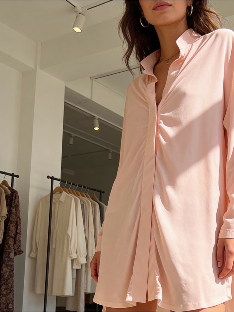 Aday Something Borrowed Shirt Light Pink ! Nwot Upf 50+ Wrinkle Free Silky Soft